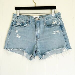 FRAME Le Brigette Raw Hem Shorts in Legacy Baines 28